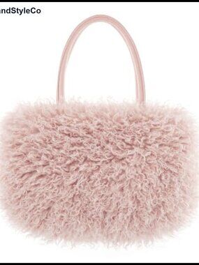 Faux Fur Tote Bag Curly Furry Top Handle Handbag Large Plush Purse